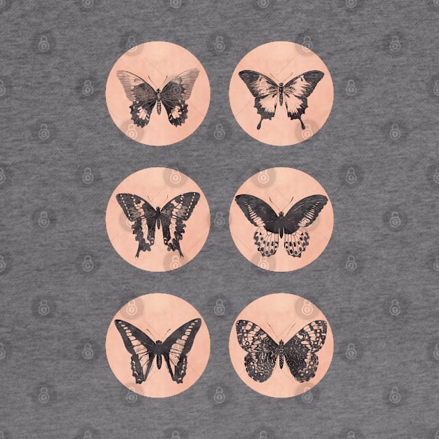 Vintage BUTTERFLIES mega sticker pack red retro sketch edition by Naumovski